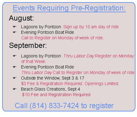 Events requiring registration in August